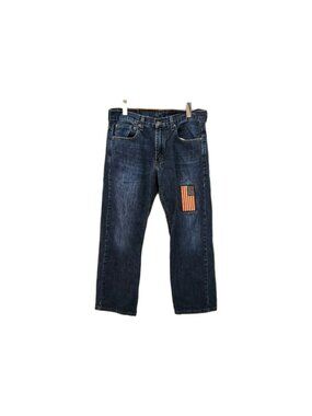 Levi's 569 Loose Straight Jeans Blue Dark Wash USA Flag Patch Mens 31x30